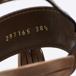 Pre Owned Gucci Olive Green Horsebit Tassel Emily Slingback Sandals Size 38.5