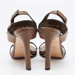 Pre Owned Gucci Olive Green Horsebit Tassel Emily Slingback Sandals Size 38.5