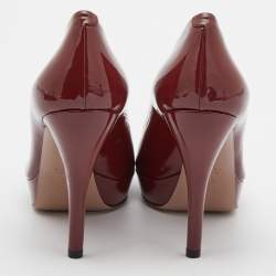 Gucci Red Patent Leather Peep Toe Platform Pumps Size 39