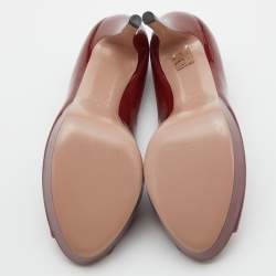 Gucci Red Patent Leather Peep Toe Platform Pumps Size 39