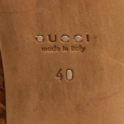 Pre Owned Gucci Two Tone Brown Python Peep Toe Platform Pumps Size 40