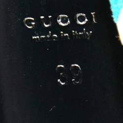 مملوكة مسبقًا حذاء كعب عالي غوتشي صوفيا سويدي أسود مقدمة مفتوحة نعل سميك مقاس 38