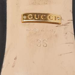 مملوكة مسبقًا Gucci Black Leather and GG Coated Canvas Malaga Kid Loafer Pumps Size 36