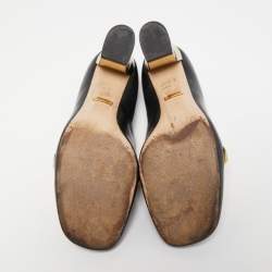 مملوكة مسبقًا Gucci Black Leather and GG Coated Canvas Malaga Kid Loafer Pumps Size 36