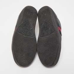 Gucci Black Leather Ace Web Low Top Sneakers Size 36