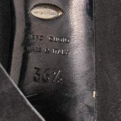 Pre Owned Gucci Black Suede and Leather Bow Over The Knee Boots Size 36.5