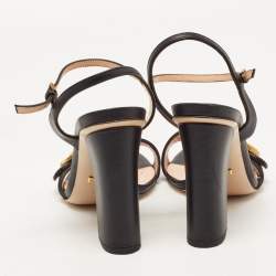 Gucci Black Leather GG Marmont Ankle Strap Sandals Size 36.5