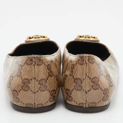 Gucci Beige/Brown GG Crystal Canvas Hysteria Ballet Flats Size 39