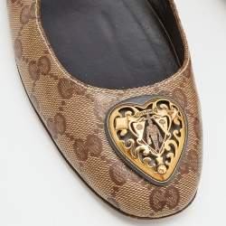 Gucci Beige/Brown GG Crystal Canvas Hysteria Ballet Flats Size 39