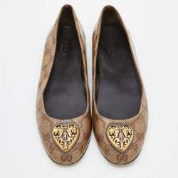 Gucci Beige/Brown GG Crystal Canvas Hysteria Ballet Flats Size 39