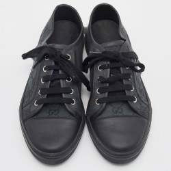 Gucci Blue/Black GG Canvas and Leather Low Top Sneakers Size 37