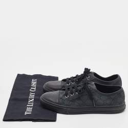 Gucci Blue/Black GG Canvas and Leather Low Top Sneakers Size 37