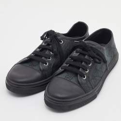 Gucci Blue/Black GG Canvas and Leather Low Top Sneakers Size 37