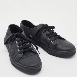 Gucci Blue/Black GG Canvas and Leather Low Top Sneakers Size 37