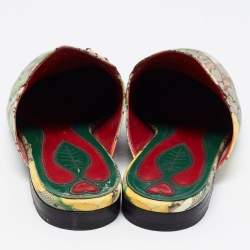 Gucci Multicolor GG Coated Canvas Princetown Flat Mules Size 37.5