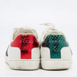 Gucci White Leather Embroidered Bee Sneakers Size 38