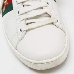 Gucci White Leather Embroidered Bee Sneakers Size 38