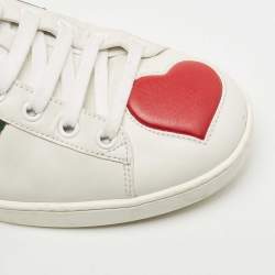 Gucci White/Red Leather Heart Ace Low Top Sneakers Size 40