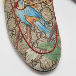 Gucci Multicolor Tian Print GG Supreme Canvas Princetown Flat Mules Size 36