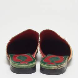 Gucci Multicolor Tian Print GG Supreme Canvas Princetown Flat Mules Size 36