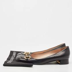 Pre Owned Gucci Black Leather Horsebit Block Heel Pumps Size 42