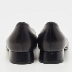 Pre Owned Gucci Black Leather Horsebit Block Heel Pumps Size 42