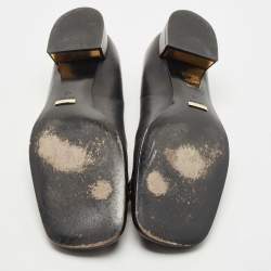 Pre Owned Gucci Black Leather Horsebit Block Heel Pumps Size 42