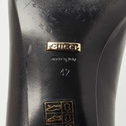 Pre Owned Gucci Black Leather Horsebit Block Heel Pumps Size 42