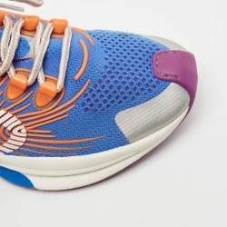 Gucci Blue/Orange Knit Fabric and Leather Runner Sneakers Size 37.5