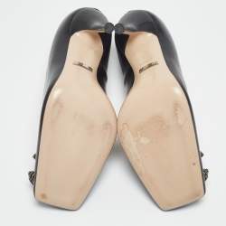Pre Owned Gucci Black Leather Dionysus Square Toe Pumps Size 35