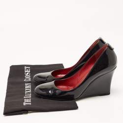 Pre Owned حذاء كعب عالي غوتشي جلد لامع أحمر نعل روكي مقدمة مستديرة مقاس 40