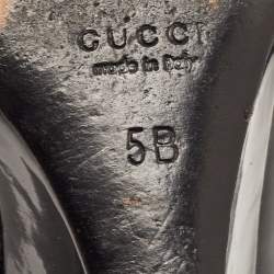 Pre Owned حذاء كعب عالي غوتشي جلد لامع أحمر نعل روكي مقدمة مستديرة مقاس 40