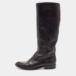 GUCCI GG Canvas Brown Beige Knee High Boots - Size 9.5 39.5 - NIB - Retail  $1750