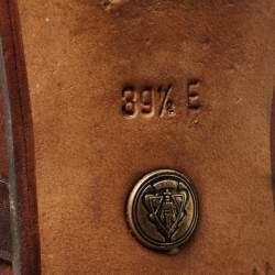 Pre Owned Gucci Brown Leather Riding Knee Boots Size 39.5