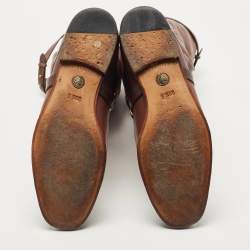 Pre Owned Gucci Brown Leather Riding Knee Boots Size 39.5