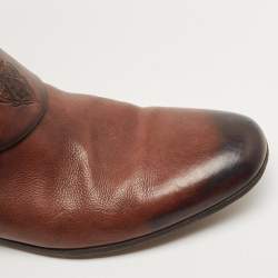 Pre Owned Gucci Brown Leather Riding Knee Boots Size 39.5