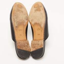 Pre Owned Gucci Black Leather Princetown Flat Mules Size 38.5