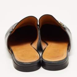 Pre Owned Gucci Black Leather Princetown Flat Mules Size 38.5