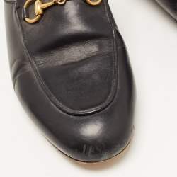 Pre Owned Gucci Black Leather Princetown Flat Mules Size 38.5