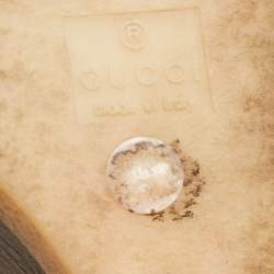 Pre Owned Gucci Olive Green Leather Pee Toe Wedge Pumps Size 38