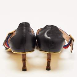 مملوكة مسبقًا Gucci Black Leather Buckle Unia Pumps Size 40.5