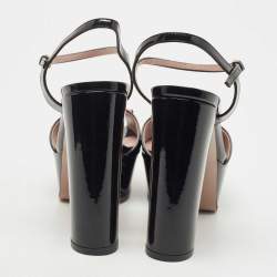 Pre Owned Gucci Black Patent Leather Claudie Platform Sandals Size 35.5