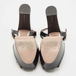 Pre Owned Gucci Black Patent Leather Claudie Platform Sandals Size 35.5