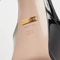 Pre Owned Gucci Black Patent Leather Claudie Platform Sandals Size 35.5