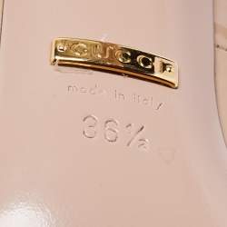 Pre Owned حذاء كعب عالي غوتشي بيفرلي جلد بيج لامع مقاس 36.5