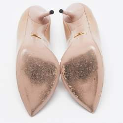 Pre Owned حذاء كعب عالي غوتشي بيفرلي جلد بيج لامع مقاس 36.5