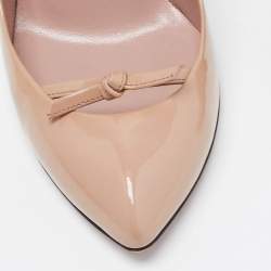 Pre Owned حذاء كعب عالي غوتشي بيفرلي جلد بيج لامع مقاس 36.5