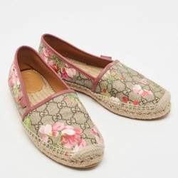 Pre Owned Gucci Multicolor GG Floral Coated Canvas Slip On Espadrille Flats Size 38
