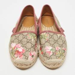 Pre Owned Gucci Multicolor GG Floral Coated Canvas Slip On Espadrille Flats Size 38