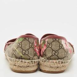 Pre Owned Gucci Multicolor GG Floral Coated Canvas Slip On Espadrille Flats Size 38